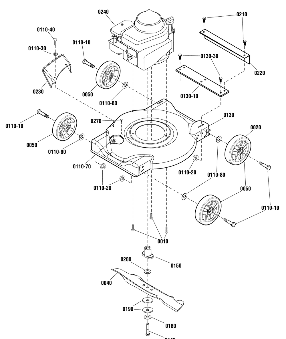 Deck And Engine Group (7800902deck) Diagram and Parts List for 7800902-CD2045FC,450SERIES 2012 Briggs and Stratton Lawn Mower